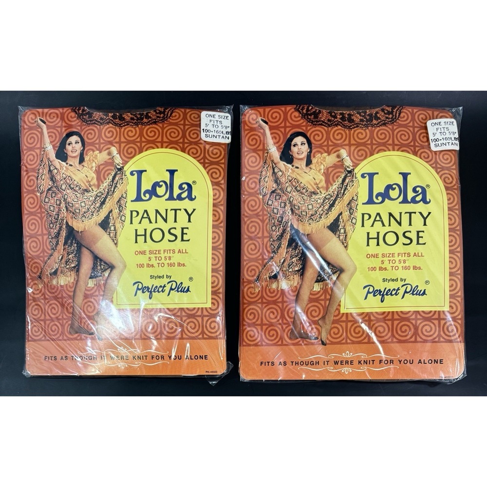 Vintage 1971 Lola Panty Hose Suntan Lot 2 NOS Mod Retro Hosiery 5'-5'8 100-160lb